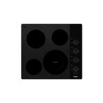 Whirlpool WCE55US4HB 24" Electric Cooktop with 4 Radiant Burners, 2500 Watts Heating Power, Small Space Solution, Hot Surface Indicator Light in Black