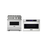 Viking 2-Piece Kitchen Package with VGR5366BSS 5 Series 36 inch Sealed Burner Gas Range and VMOD5240SS 5 Series 24 inch Undercounter DrawerMicro Oven in Stainless Steel