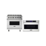 Viking 2-Piece Kitchen Package with VDR5366BSS 5 Series 36 inch Dual Fuel Range and VMOD5240SS 5 Series 24 inch Undercounter DrawerMicro Oven in Stainless Steel