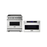 Viking 2-Piece Kitchen Package with VIR53626BSS 5 Series 36 inch Induction Self-Clean Range and VMOD5240SS 24 inch Undercounter DrawerMicro Oven in Stainless Steel