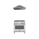 Bertazzoni 2-Piece Kitchen Package with MAS365INMXV Master Series 36 inch Induction Range and KCH36XV 36 inch Professional Series Chimney Hood in Stainless Steel