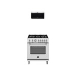 Bertazzoni 2-Piece Kitchen Package MAS305GASXV Master Series 30 inch Gas Range and KOTR30XV 30 Inch Over the Range Microwave Oven in Stainless Steel