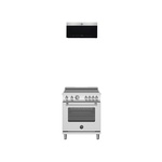 Bertazzoni 2-Piece Kitchen Package with MAS304INMXV Master Series 30 inch Induction Range and KOTR30XV 30 Inch Over the Range Microwave Oven in Stainless Steel