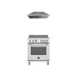 Bertazzoni 2-Piece Kitchen Package with MAS304INMXV Master Series 30 inch Induction Range and KCH30XV 30 inch Professional Series Chimney Hood in Stainless Steel