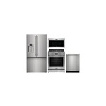 Frigidaire 4-Piece Kitchen Package with PRFC2383AF 36 inch French Door Refrigerator, PCFG3080AF 30 inch Gas Range, PMOS1980AF OTR Microwave and PDSH4816AF 24 inch Dishwasher in Stainless Steel