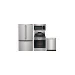 Frigidaire 4-Piece Kitchen Package with PRFG2383AF 36 inch French Door Refrigerator, FCRG3083AS 30 inch Gas Range, GDPP4515AF 24 inch Dishwasher and FMOS1846BS 30 inch OTR Microwave in Stainless Steel