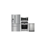 Frigidaire 4-Piece Kitchen Package with PRMC2285AF 36 inch French Door Refrigerator, PCFE3080AF 30 inch Electric Range, FMOS1846BS 30 inch OTR Microwave and PDSH4816AF 24 inch Dishwasher in Stainless Steel