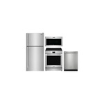 Frigidaire 4-Piece Kitchen Package with FPHT2097VF 30 inch Freestanding Top Freezer, PCFE3080AF 30 inch Electric Range, PMOS1980AF OTR Microwave and PDSH4816AF 24 inch Dishwasher in Stainless Steel