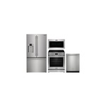 Frigidaire 4-Piece Kitchen Package with PRFS2883AF 36 inch French Door Refrigerator, PCFE3080AF 30 inch Electric Range, PMOS1980AF OTR Microwave and PDSH4816AF 24 inch Dishwasher in Stainless Steel