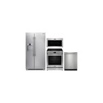 Frigidaire 4-Piece Kitchen Package with PRSC2222AF 36 inch Side by Side Refrigerator, PCFE3080AF 30 inch Electric Range, PMOS1980AF OTR Microwave and PDSH4816AF 24 inch Dishwasher in Stainless Steel