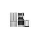 Frigidaire 4-Piece Kitchen Package with PRFG2383AF 36 inch French Door Refrigerator, FCRE3083AS 30 Inch Electric Range, FDSP4401AS 24 Inch Dishwasher and FMOS1846BS 30 inch OTR Microwave in Stainless Steel