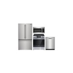 Frigidaire 4-Piece Kitchen Package with PRFG2383AF 36 inch French Door Refrigerator, FCFG3062AS 30 Inch Gas Range, FDSP4401AS 24 Inch Dishwasher and FMOS1846BS 30 inch OTR Microwave in Stainless Steel