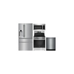 Frigidaire 4-Piece Kitchen Package with PRMC2285AF 36 inch French Door Refrigerator, FCRE3062AS 30 Inch Electric Range, FMOS1846BS 30 inch OTR Microwave and FDPH4316AS 24 inch Dishwasher in Stainless Steel