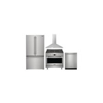 Frigidaire 4-Piece Kitchen Package with PRFG2383AF 36 inch French Door Refrigerator, PCFD3670AF 36 Inch Dual Fuel Range, FHWC3655LS 36 Inch Hood and PDSH4816AF 24 inch Dishwasher in Stainless Steel