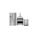 Frigidaire 4-Piece Kitchen Package with PRMC2285AF 36 Inch French Door Refrigerator, PCFD3670AF 36 Inch Dual Fuel Range, FHWC3655LS 36 Inch Hood and PDSH4816AF 24 inch Dishwasher in Stainless Steel