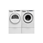 Asko Stacked Laundry Pair with W6124XW 24 inch Front Load Washing Machine, T611VUW 24 inch Electric Dryer and HPS5323W Pull-out Drawer in White