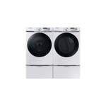 Samsung Front Load Laundry Pair with WF45B6300AW 27 inch Smart Front Load Washer, DVG45B6300W 27 inch Smart Gas Dryer and WE402NW 27 Inch Pedestal in White