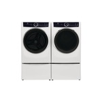 Electrolux Front Load Laundry Pair with ELFW7637AW 27 inch Front Load Washer, ELFG7637AW 27 inch Gas Dryer and EPWD257UIW 27 Inch Pedestal in White