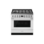 Smeg CPF36UGGWH 36 inch Portofino Series Gas Range with 5 Sealed Burners, 4.5 cu. ft. Oven Capacity, Even Clean Enamel  (White)