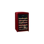 iio IFF2WS30WRV 22 inch Retro Single Zone Wine Cooler with 30 Bottle Capacity, 4 Adjustable Wooden Slide Out Shelves, LED Lighting (Wine Red)