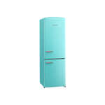 iio iRR22412 24 inch Retro Bottom Freezer Refrigerator with 12 cu. ft. Total Capacity, Frost Free Defrost, and Adjustable Glass Shelves (Turquoise)