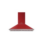 Smeg KPF48URD 48 inch Portofino Wall Mount Hood with 600 CFM, LED Lighting, 4 Stainless Steel Grease Filters (Red)