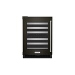 KitchenAid KUW314K 24 inch Undercounter Dual Zone Wine Cellar with 46 Bottle Capacity and SatinGlide Full-Extension Metal-Front Racks (Black Stainless Steel, Left Hinge)