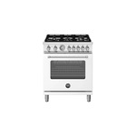 Bertazzoni MAS305DFMBIVLP Master Series 30 inch Dual Fuel Range with 5 Burners, 4.7 cu. ft. Oven Capacity, Continuous Cast Iron Grates and Dual Convection (Bianco White, Liquid Propane)