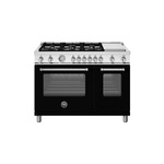 Bertazzoni MAS486GGASNEVLP Master Series 48 inch Gas Range with 6 Burners, Griddle, 7.1 cu. ft. Oven Capacity, Continuous Cast Iron Grates and Convection (Nero Black, Liquid Propane)