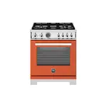 Bertazzoni PRO304BFEPARTLP Professional Series 30 inch Dual Fuel Range with 4 Brass Burners, 4.6 cu. ft. Capacity Oven, Self Clean and Air Fry (Arancio Orange, Liquid Propane)