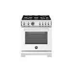 Bertazzoni PRO304BFEPBITLP Professional Series 30 inch Dual Fuel Range with 4 Brass Burners, 4.6 cu. ft. Capacity Oven, Self Clean and Air Fry (Bianco White, Liquid Propane)