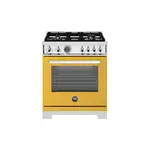 Bertazzoni PRO304BFEPGITLP Professional Series 30 inch Dual Fuel Range with 4 Brass Burners, 4.6 cu. ft. Capacity Oven, Self Clean and Air Fry (Giallo Yellow, Liquid Propane)