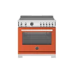 Bertazzoni PRO365ICFEPART Professional Series 36 inch Induction Range with 5 Elements, 5.7 cu. ft. Oven Capacity, Self-Clean, Air Fry and Cast-Iron Griddle (Arancio Orange)