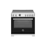 Bertazzoni PRO365ICFEPNET Professional Series 36 inch Induction Range with 5 Elements, 5.7 cu. ft. Oven Capacity, Self-Clean, Air Fry and Cast-Iron Griddle (Nero Black)