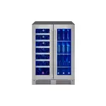 Zephyr PRWB24C32CG 24 inch Presrv French Door Dual Zone Wine & Beverage Cooler with 5.2 cu. ft. Capacity, PreciseTemp, in Stainless Steel