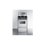 Summit TNM1307BKW 20 inch Freestanding Gas Range with 4 Open Burners, 2.46 cu. ft. Oven Capacity, Broiler Compartment, in Stainless Steel