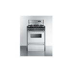 Summit TTM6307BKSW 24 inch Freestanding Gas Range with 4 Sealed Burners, 2.92 cu. ft. Capacity, Broiler Compartment, in Stainless Steel