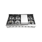 ILVE UHCP48FSSLP Professional Plus II 48 inch Built-In Gas Rangetop with Griddle, in Stainless Steel  (Liquid Propane)