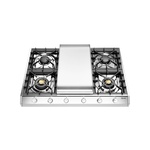 ILVE UHCP965FSSLP Professional Plus II 36 inch Built-In Gas Cooktop with Griddle, in Stainless Steel   (Liquid Propane)