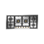 ILVE UHCPT125NSSGLP Nostalgie II 48 inch Built-In Gas Cooktop with Total Black Brass Burners, in Stainless Steel  (6 Sealed Burners, Liquid Propane)