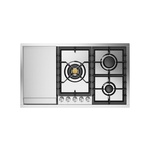 ILVE UHCPT95FSSLP Professional Plus II 36 inch Built-In Gas Cooktop with Total Black Brass Burners, in Stainless Steel  (5 Sealed Burners + Griddle, Liquid Propane)