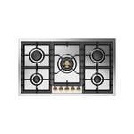 ILVE UHCPT95NSSGLP Nostalgie II 36 inch Built-In Gas Cooktop with Total Black Brass Burners, in Stainless Steel  (5 Sealed Burners, Liquid Propane)