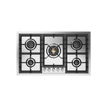 ILVE UHCPT95SSLP Professional Plus II 36 inch Built-In Gas Cooktop with Total Black Brass Burners, in Stainless Steel  (5 Sealed Burners, Liquid Propane)