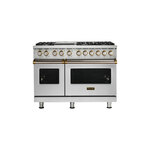 Viking VDR5486GSSBBLP 5 Series 48 inch Dual Fuel Range with 6 Sealed Burners and Griddle (Stainless Steel with Brass, Liquid Propane)