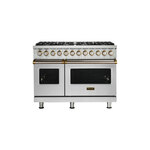 Viking VDR5488BSSBBLP 5 Series 48 inch Dual Fuel Range with 8 Sealed Burners (Stainless Steel with Brass, Liquid Propane)