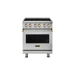 Viking VER53014BSSBB 5 Series 30 inch Electric Self-Clean Range with 4 Elements (Stainless Steel with Brass)