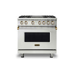 Viking VGR5364GSSBBLP 5 Series 36 inch Sealed Burner Gas Range with 4 Burners and Griddle  (Stainless Steel with Brass, Liquid Propane)