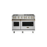 Viking VGR5486GSSBBLP 5 Series 48 inch Sealed Burner Gas Range with 6 Burners and Griddle (Stainless Steel with Brass, Liquid Propane)