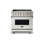 Viking VIR53626BSSBB 5 Series 36 inch Induction Self-Clean Range with 6 Elements (Stainless Steel with Brass)