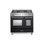 Verona VPFSGE365DE 36 inch Prestige Series Freestanding Dual Fuel Double Oven Range with 5 Sealed Burners, 3.9 cu. ft. Oven Capacity and European Convection (Matte Black)